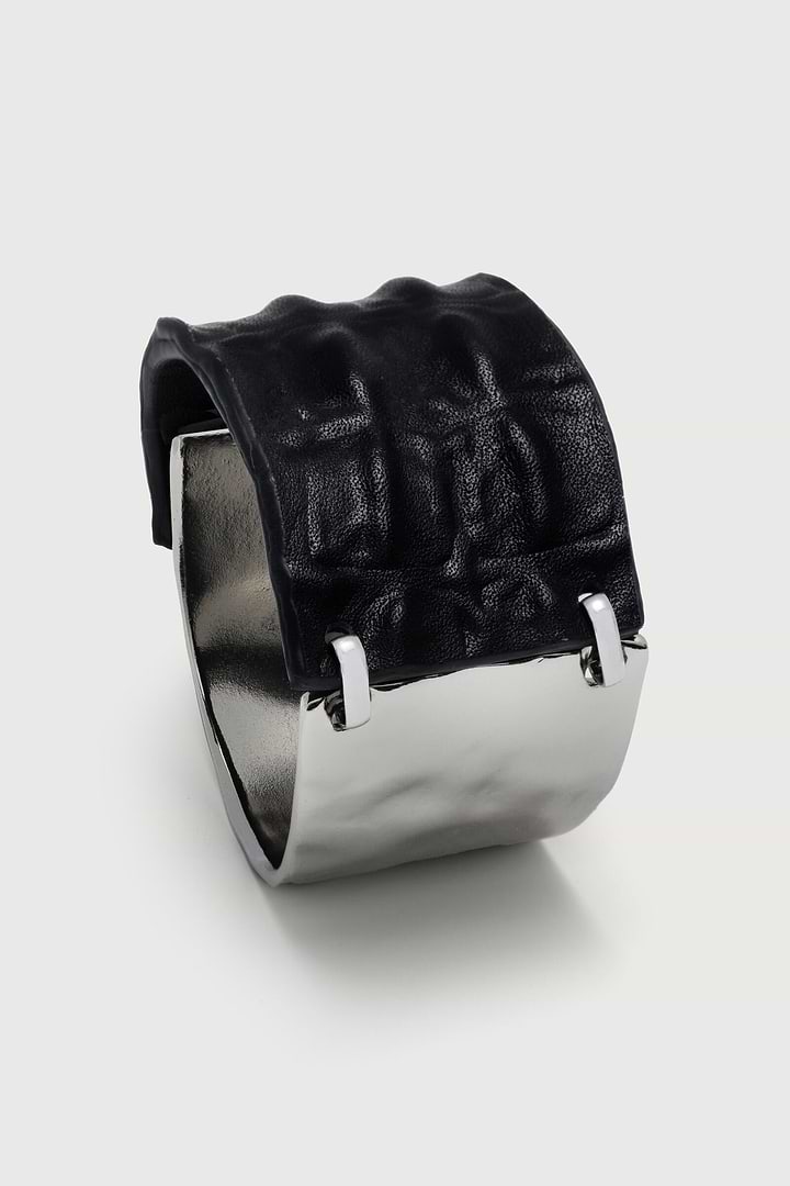 Wild Ways Metal Leather Hook Bracelet - Silver