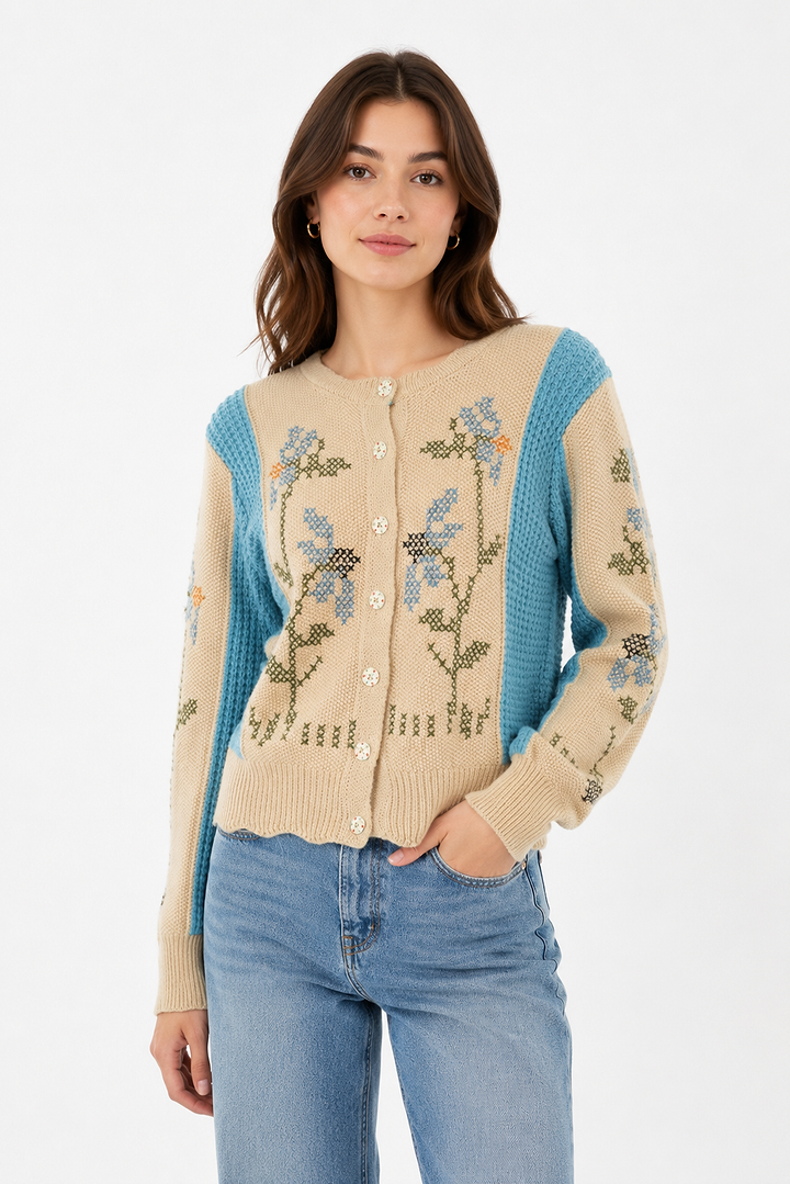 Cross Stitch Embroidered Cardigan