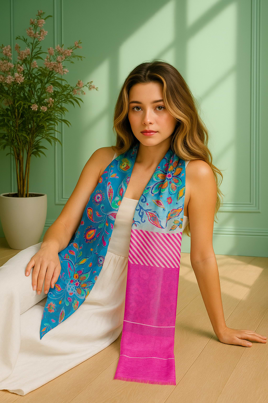 Marine Mix Scarf Royal Blue