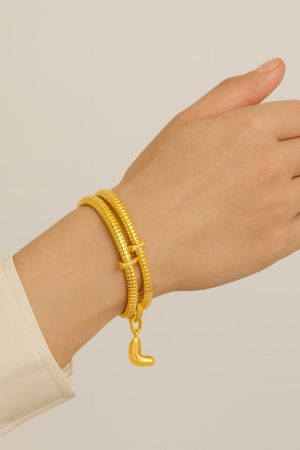 Bubble Charm Initial Bracelet - L