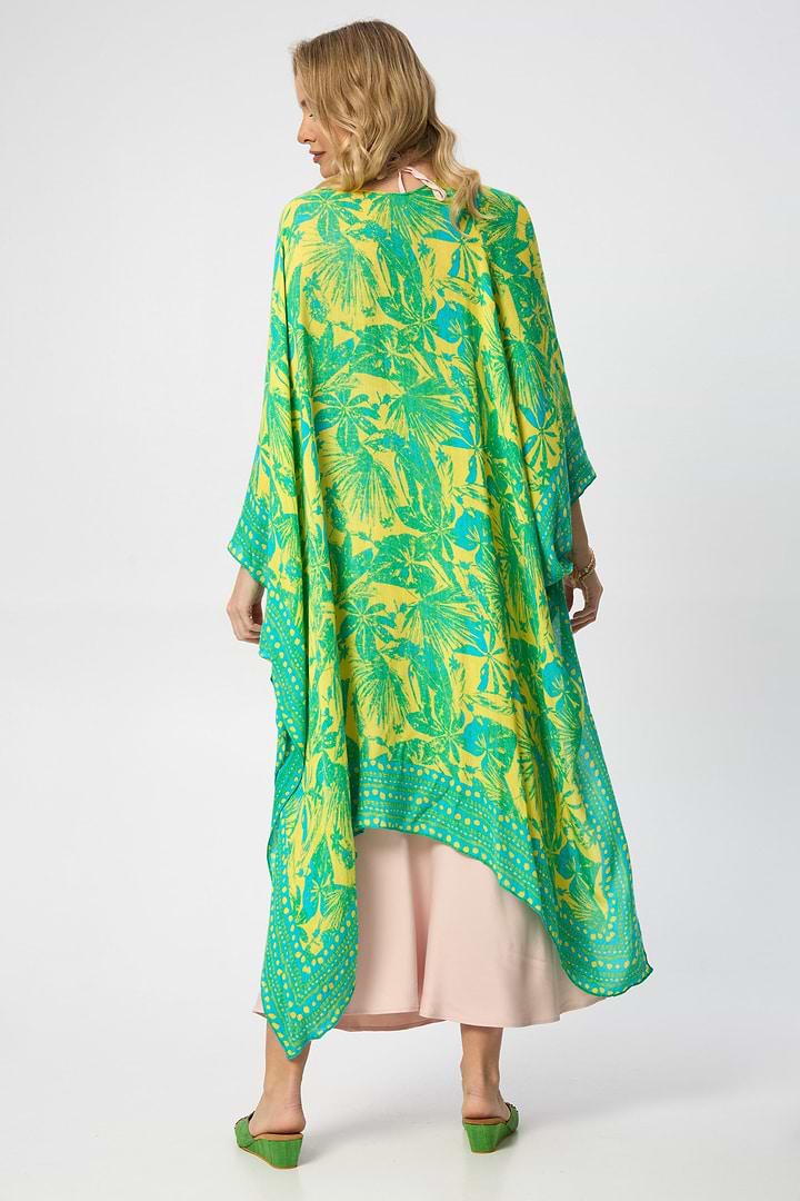 Tropical Print Kimono - Light Green