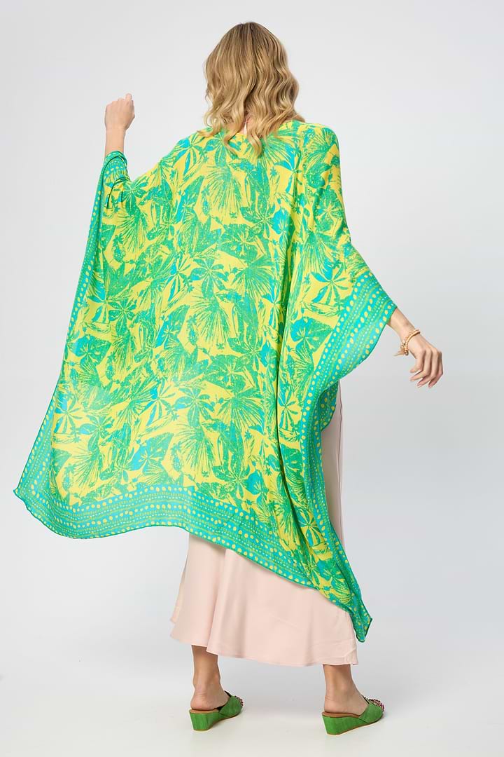Tropical Print Kimono - Light Green