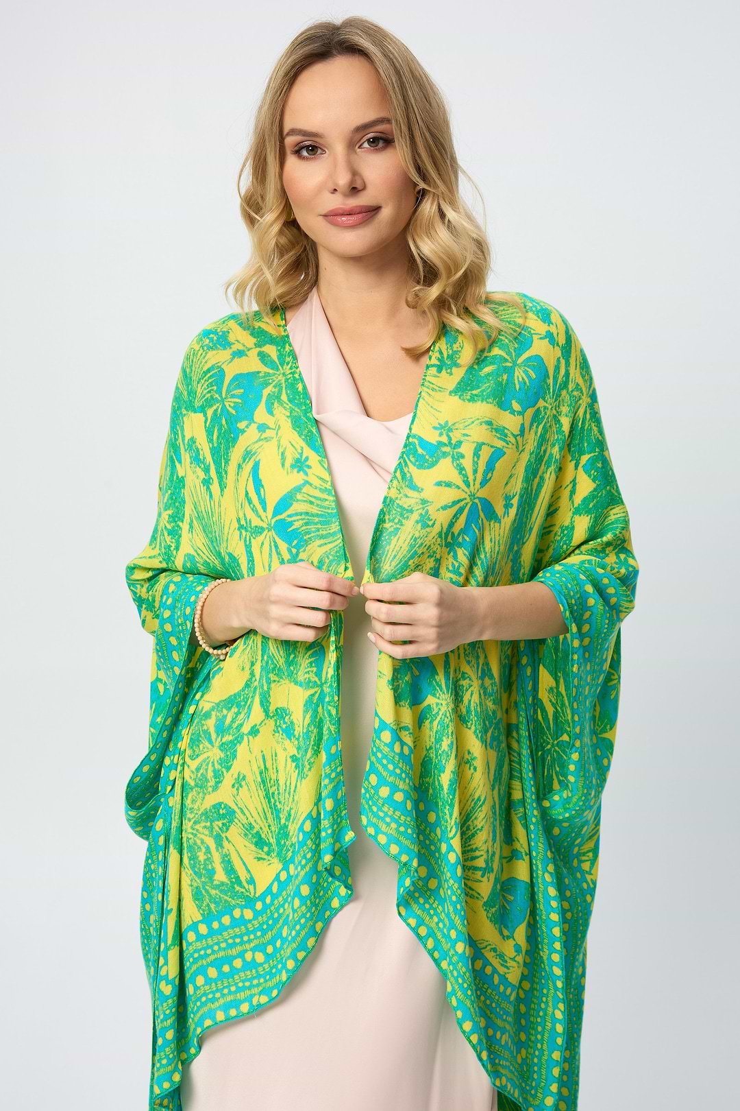 Tropical Print Kimono - Light Green