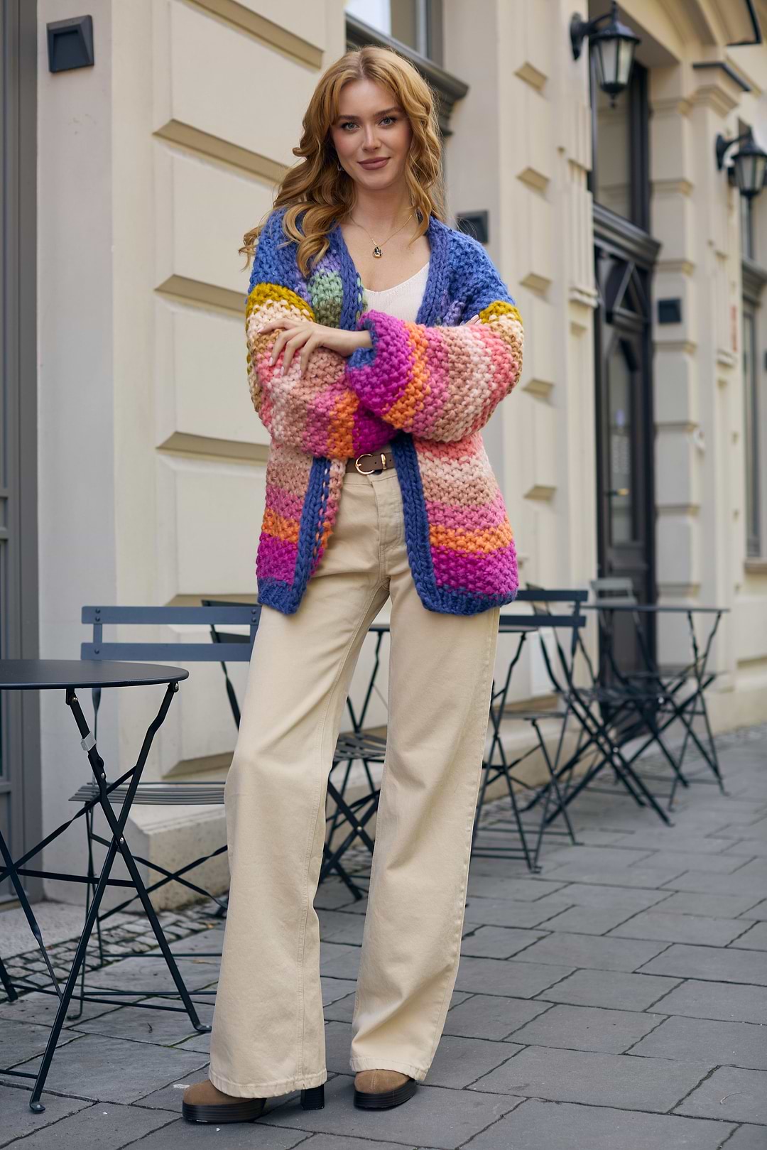 Rainbow Knitted Cardigan- Dark multi