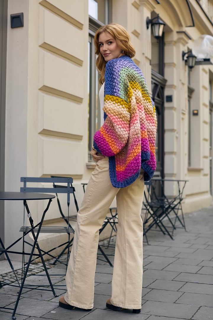 Rainbow Knitted Cardigan- Dark multi