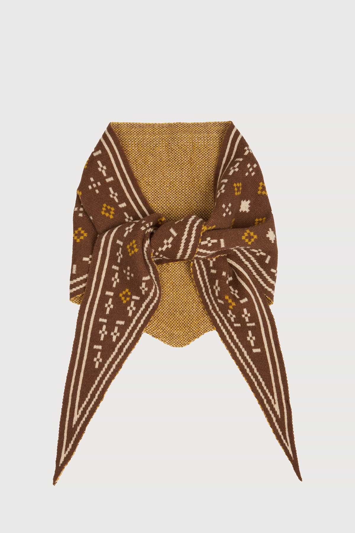 Foulard Knit Triangle Scarf - Brown