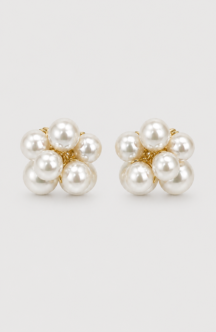 Pearl Cluster Stud Earrings