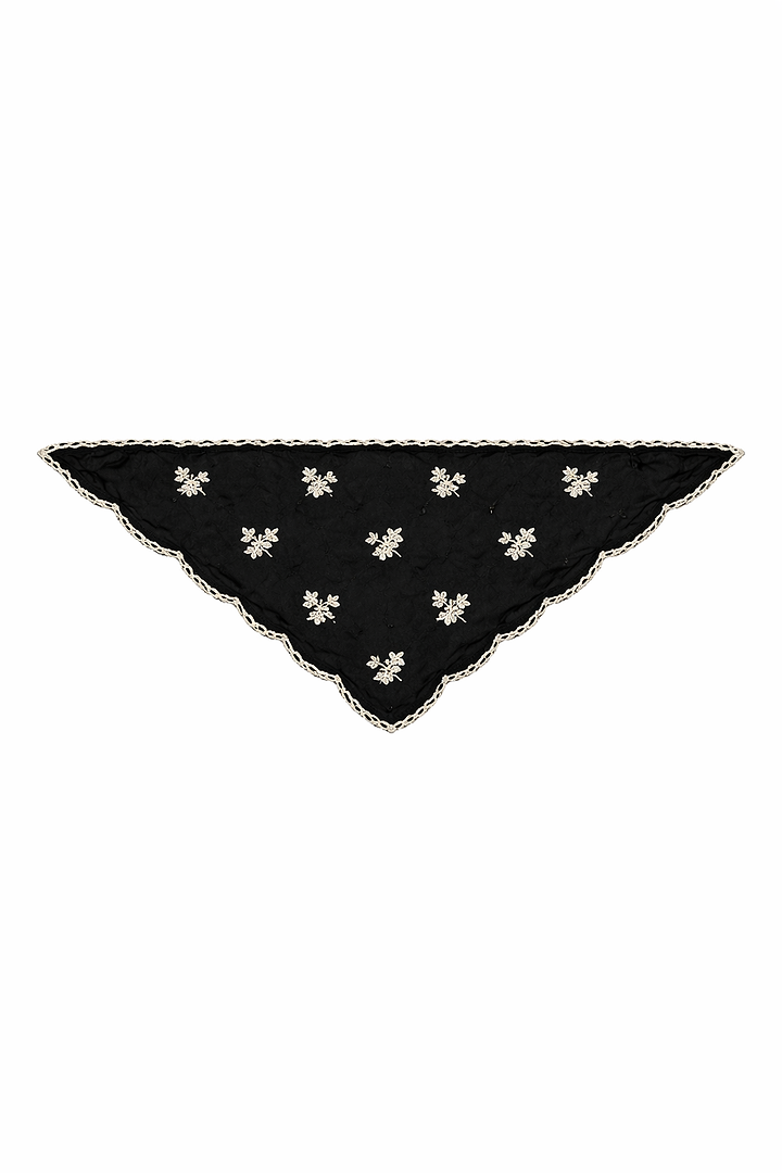 Embroidered Gauze Bandana - Black