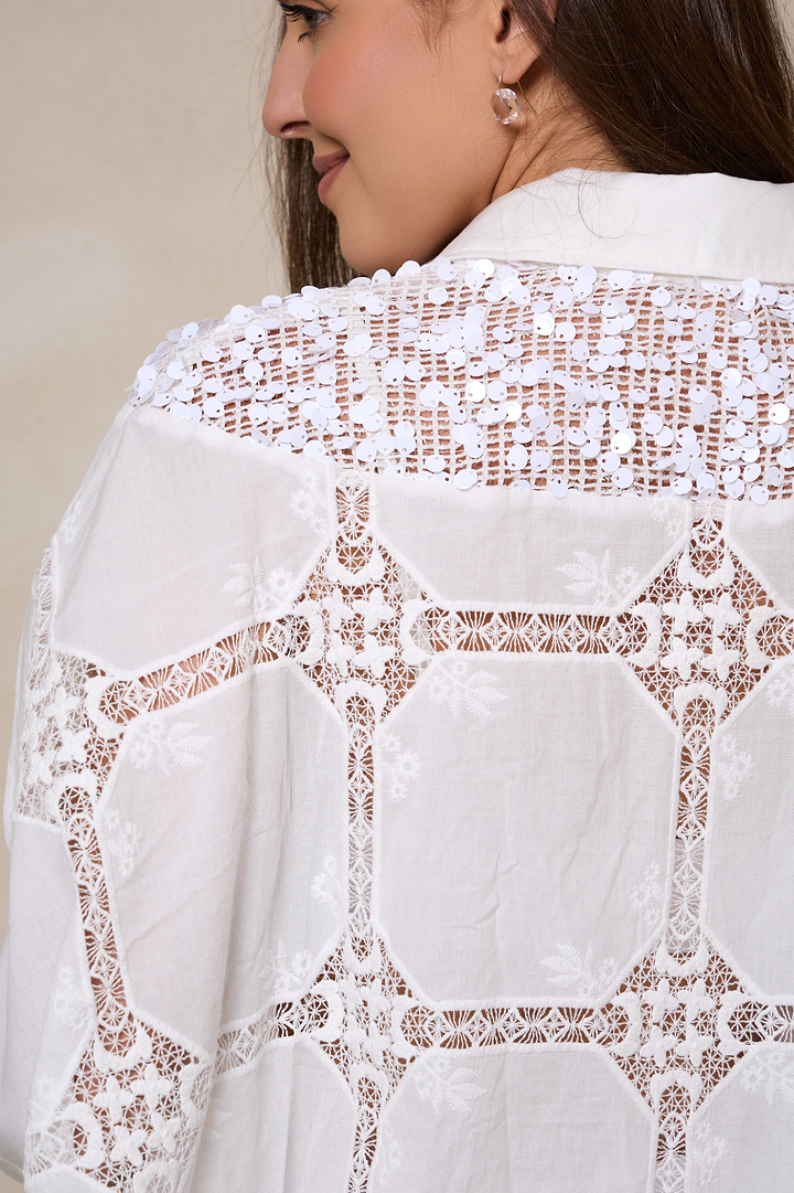Heirloom Lace Button Up Blouse - White
