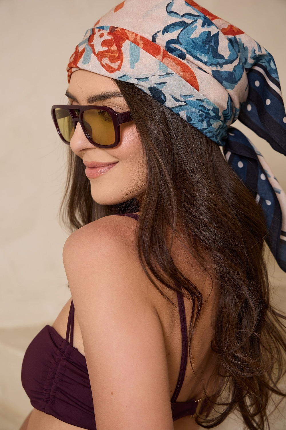 Coastal Market Print Bandana - Navy