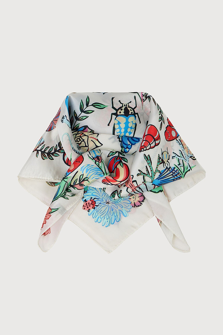 Butterfly Garden Satin Bandana - Ivory