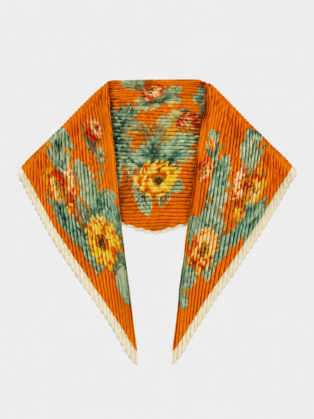 Botanical Pleated Scarf - Orange