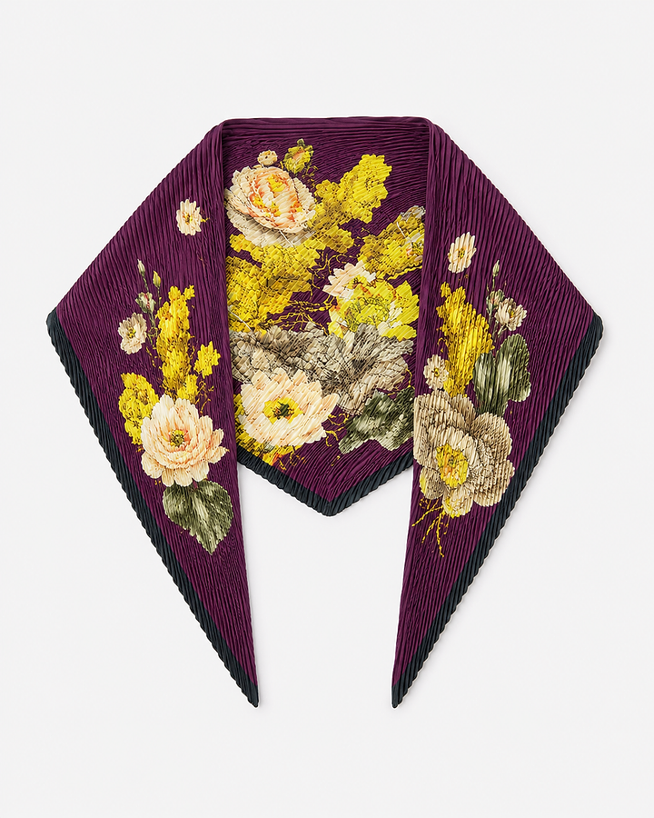 Botanical Pleated Scarf - Purple