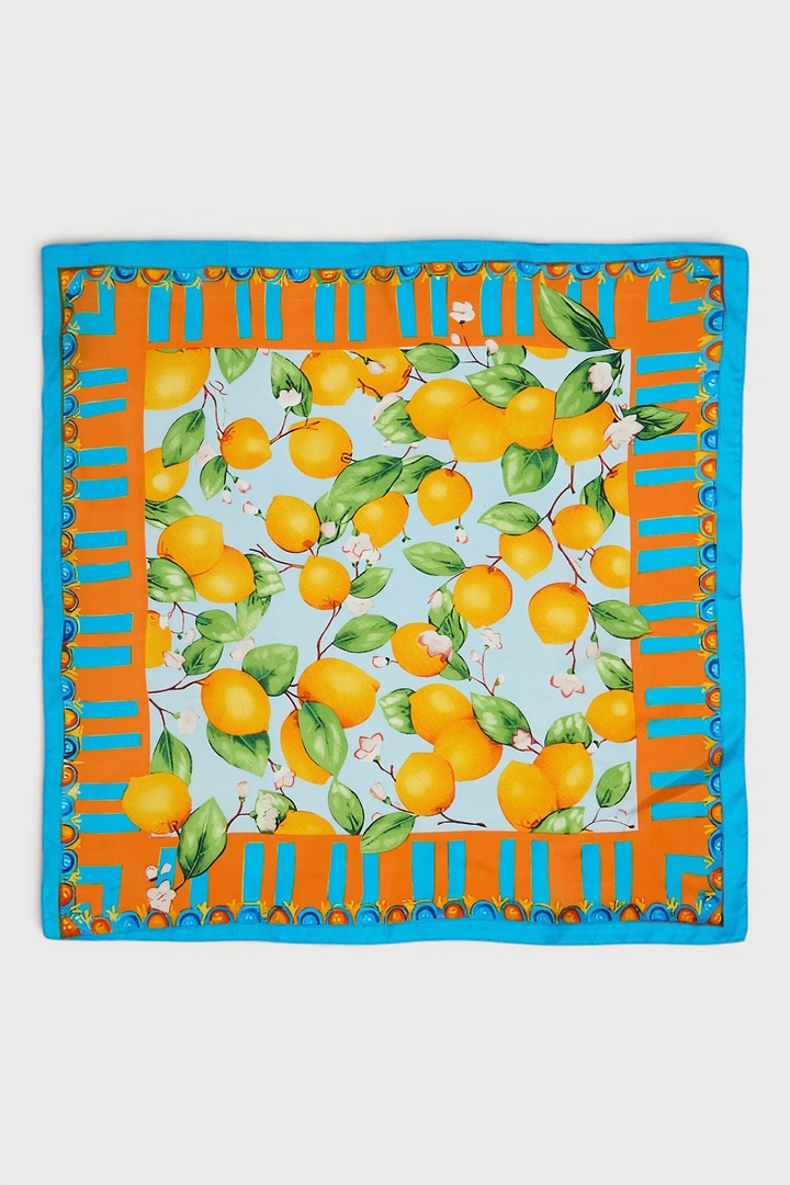 Lemon Motif Satin Bandana