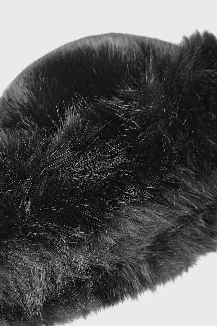 Faux Fur Plush Hat - Black