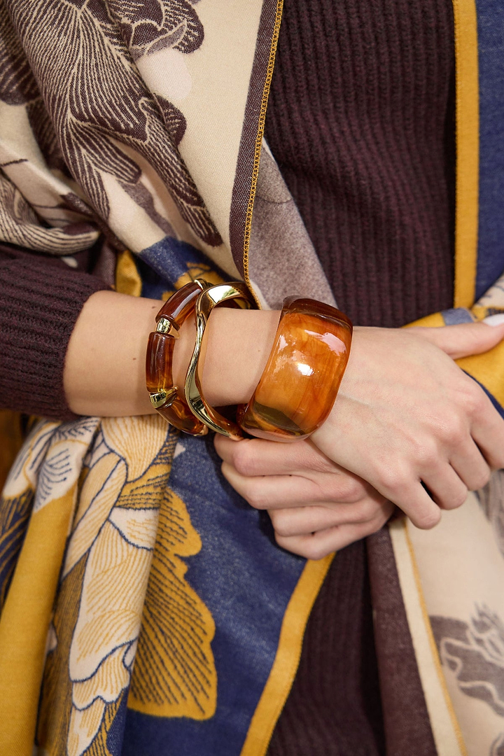 Amber Resin Three-Piece Bracelet Set - BROWN