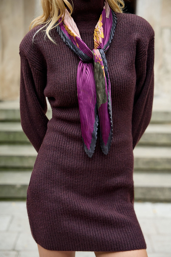 Botanical Pleated Scarf - Purple