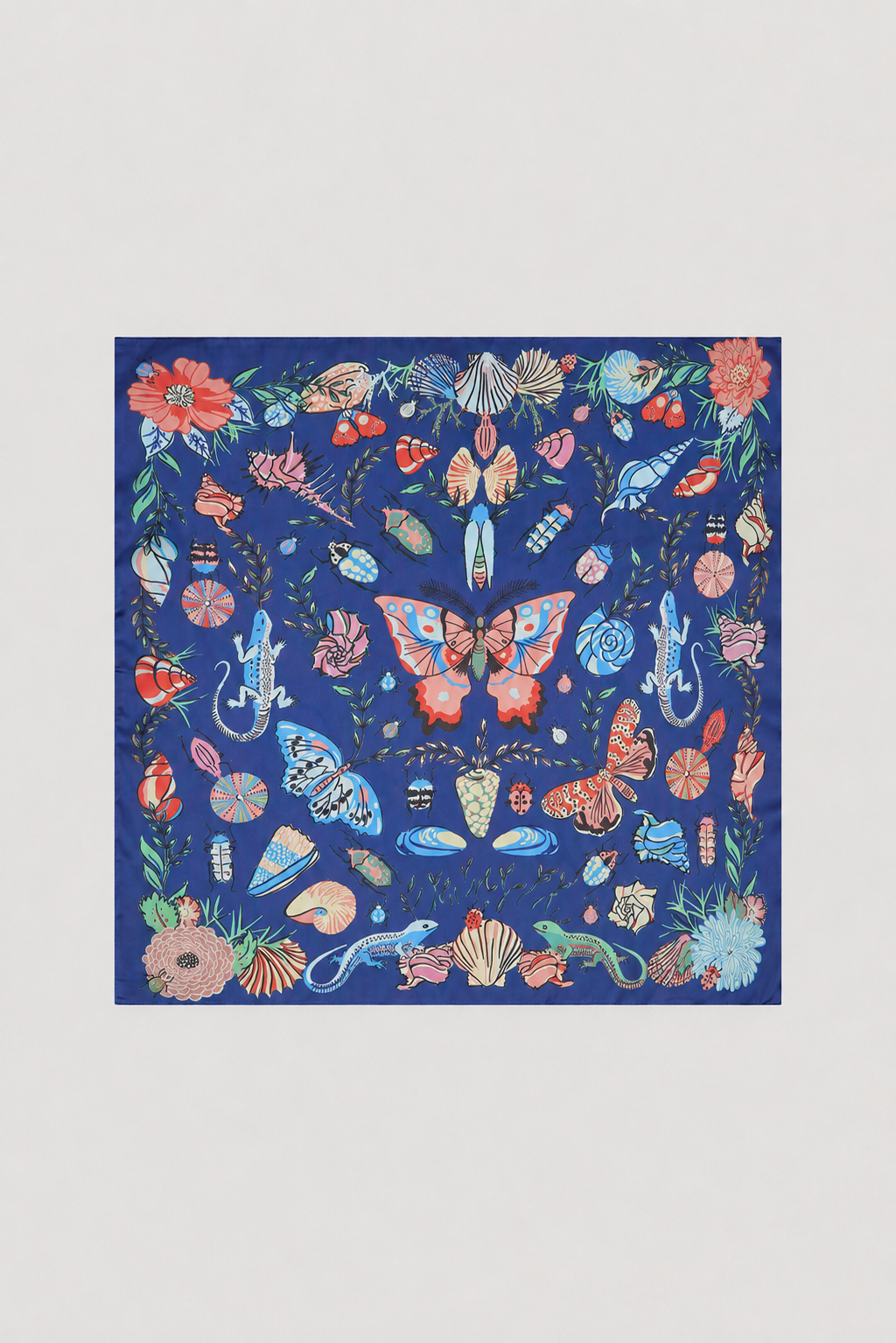 Butterfly Garden Satin Bandana - Navy