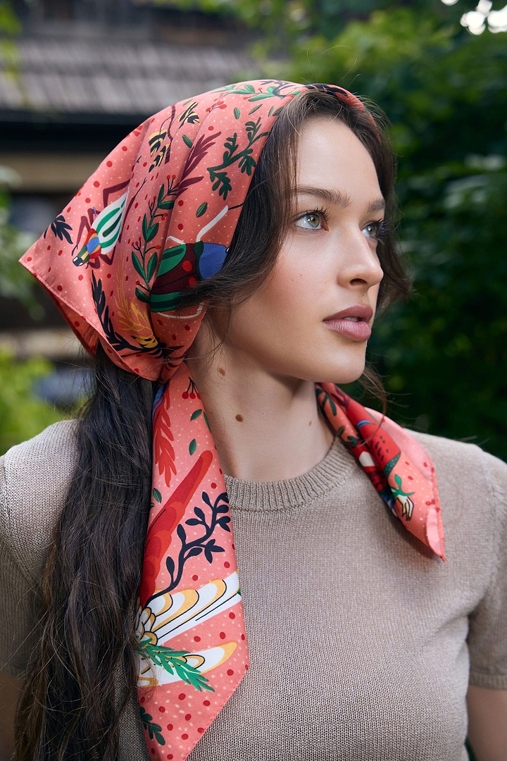 Aviary Botanical Oversized Bandana - Orange Multi