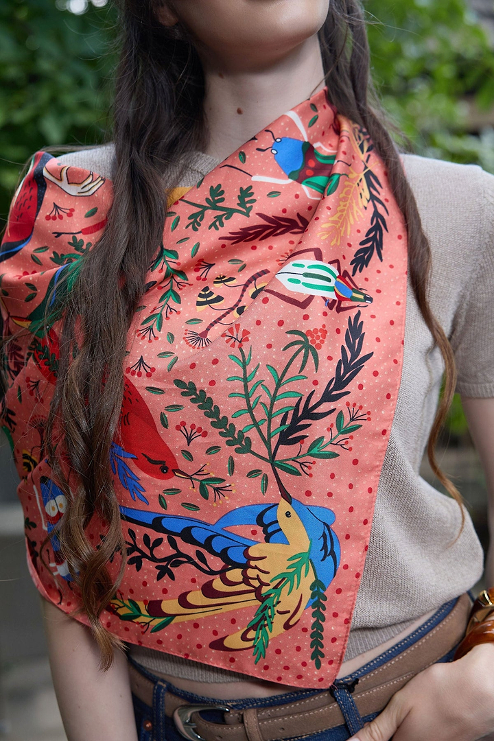 Aviary Botanical Oversized Bandana - Orange Multi
