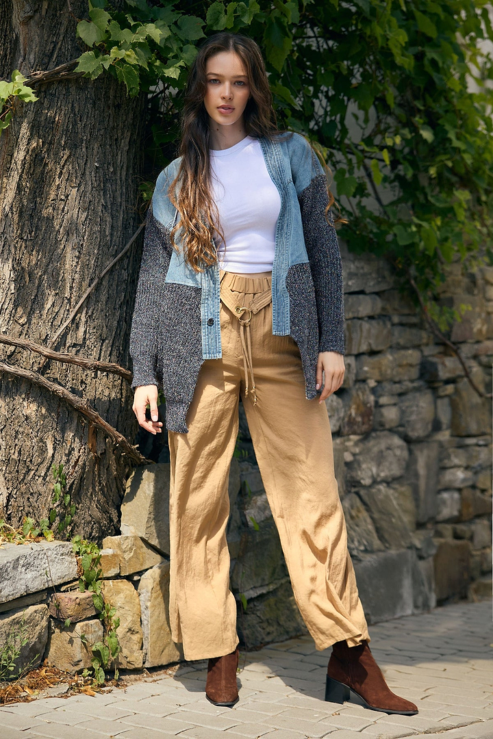 Denim and Grey Combo Jacket - Dim Gray