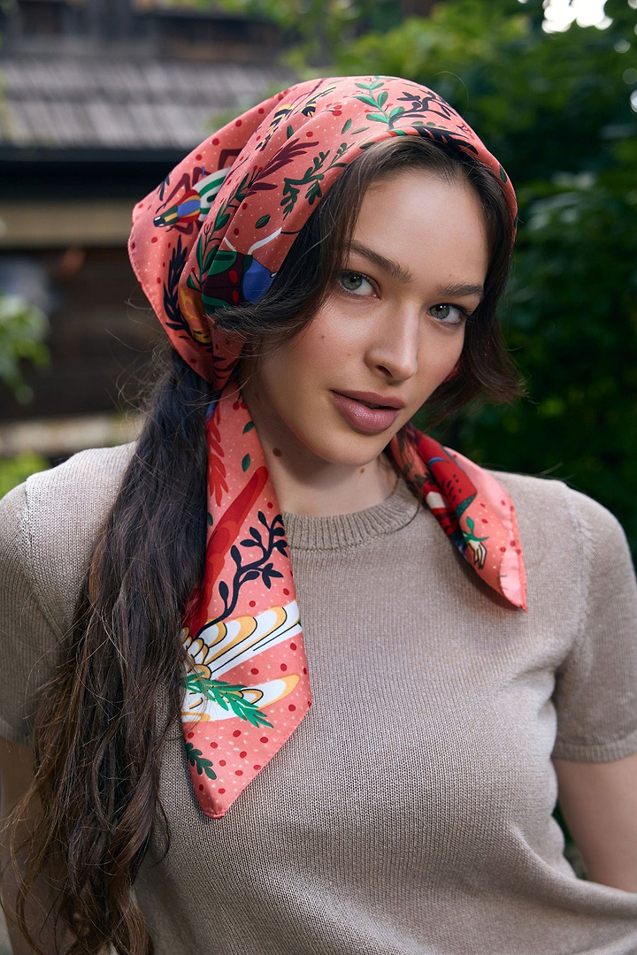 Aviary Botanical Oversized Bandana - Orange Multi