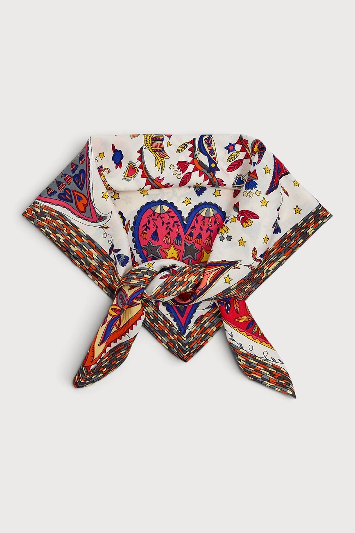 Mixed Print Oversized Bandana - Ivory Multi