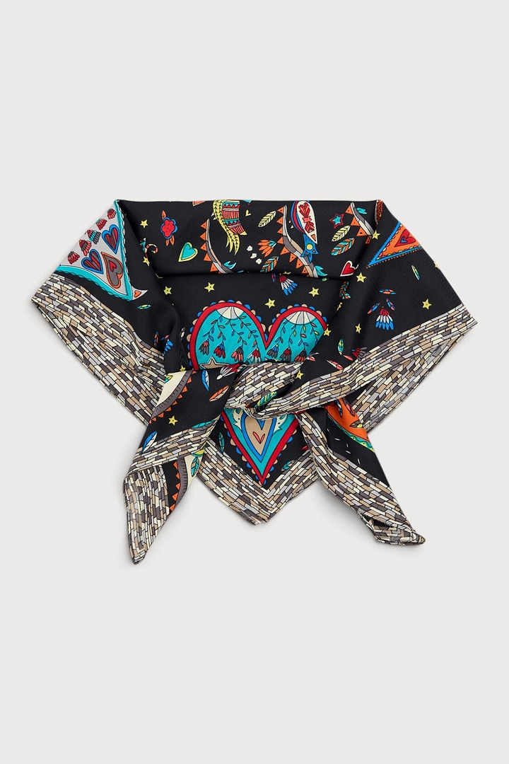 Mixed Print Oversized Bandana - Black Multi