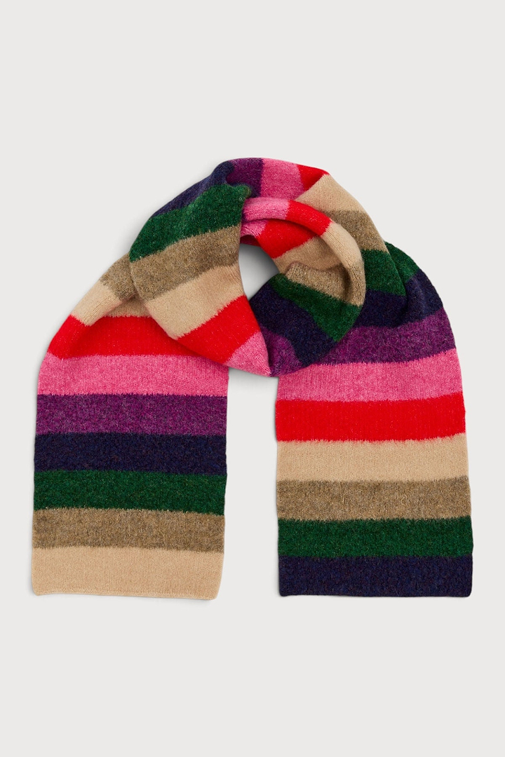 Cozy Striped Knit Scarf - Pink Multi