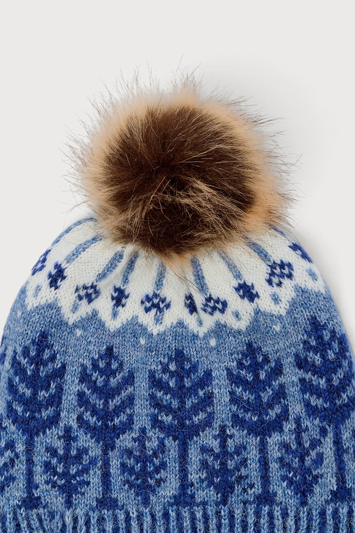 Fair Isle Forest Snow Hat - Blue