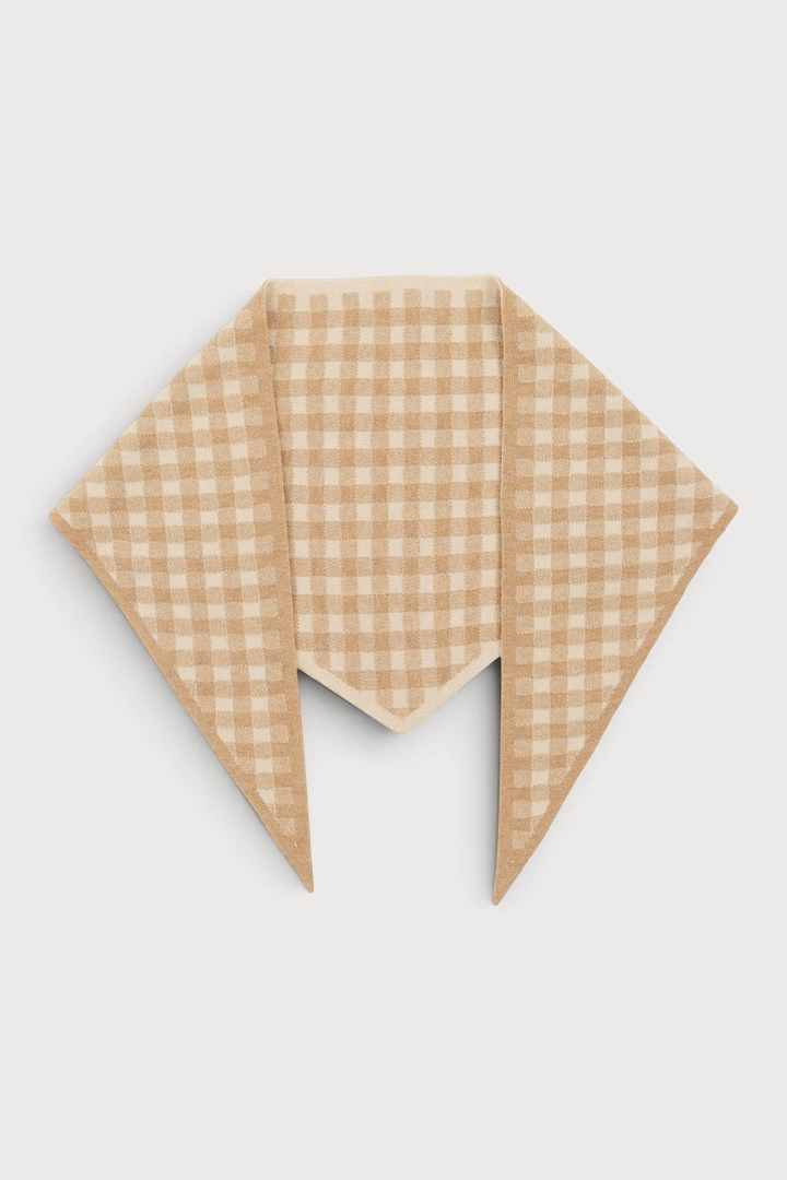 Gingham Knit Triangle Wrap