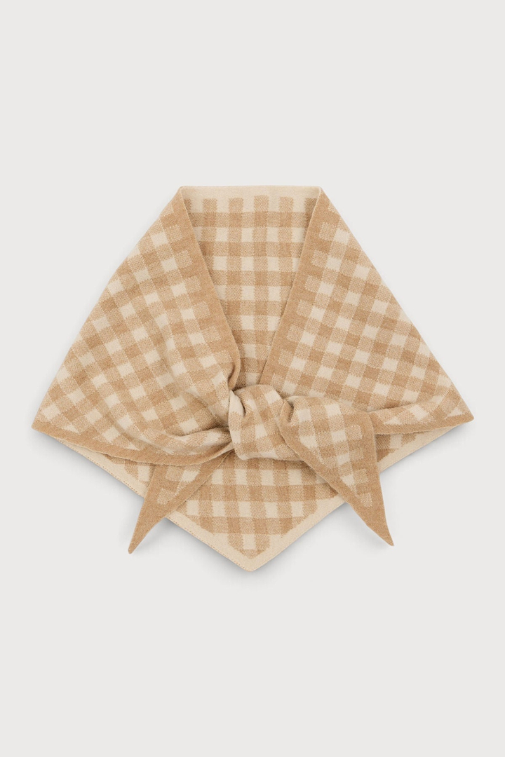 Gingham Knit Triangle Wrap
