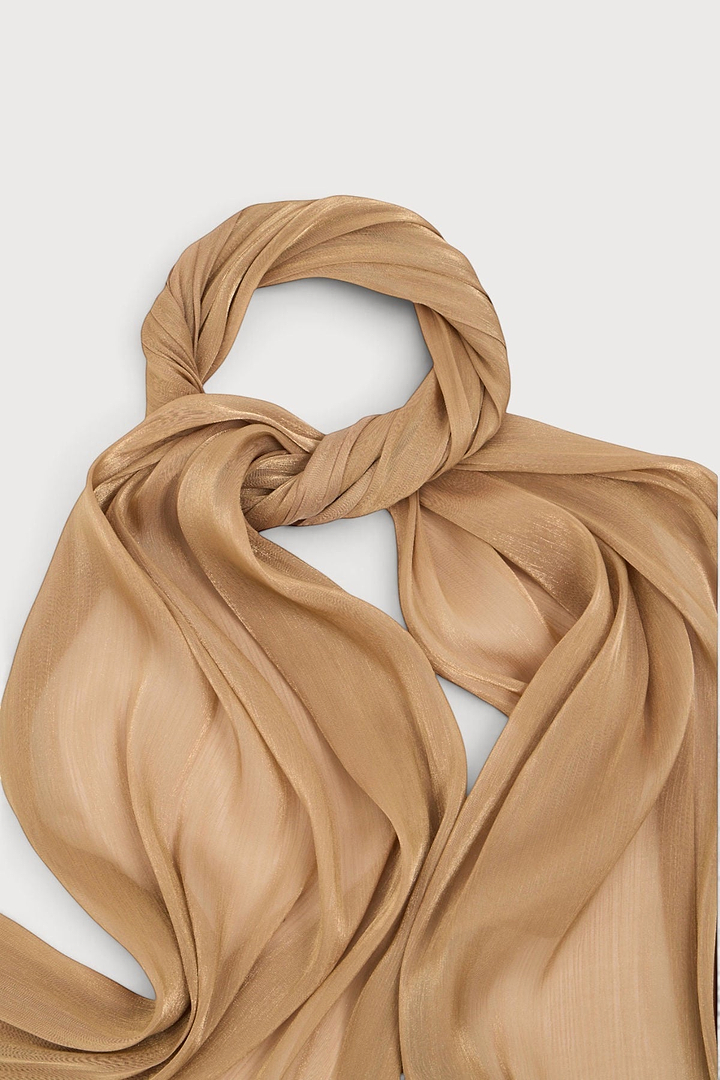 Shimmer Crinkle Satin Scarf - Gold