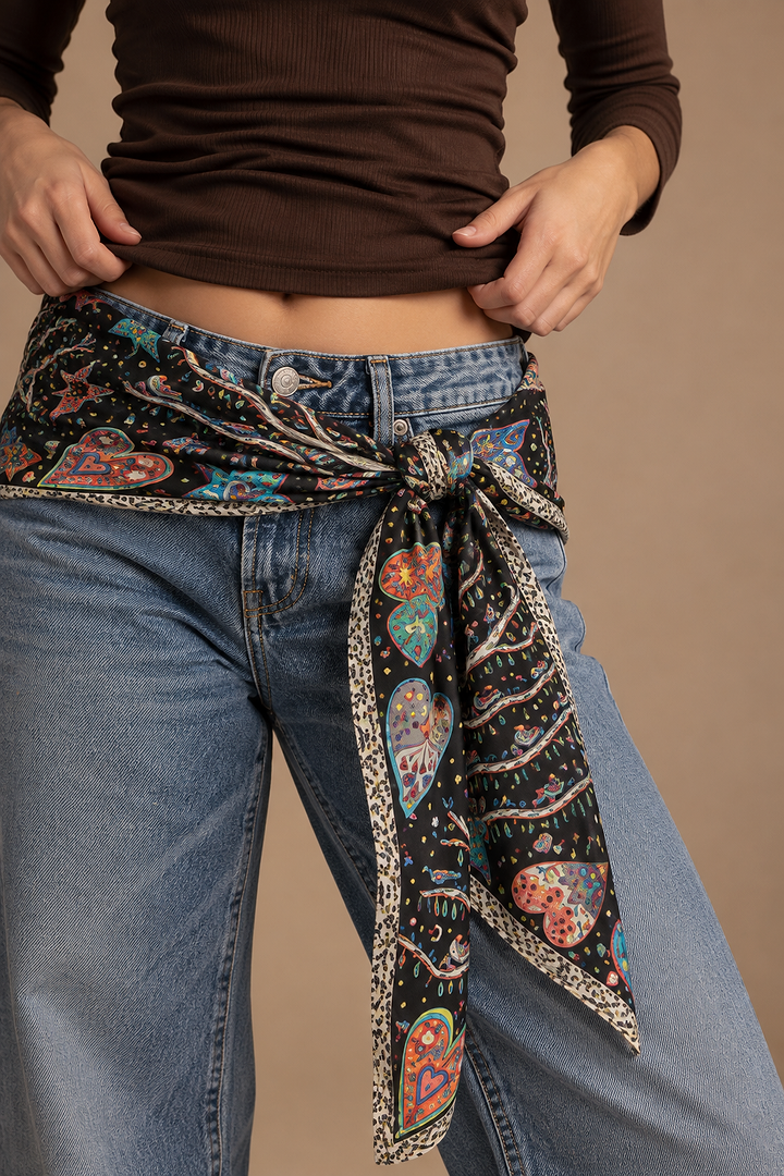 Mixed Print Oversized Bandana - Black Multi