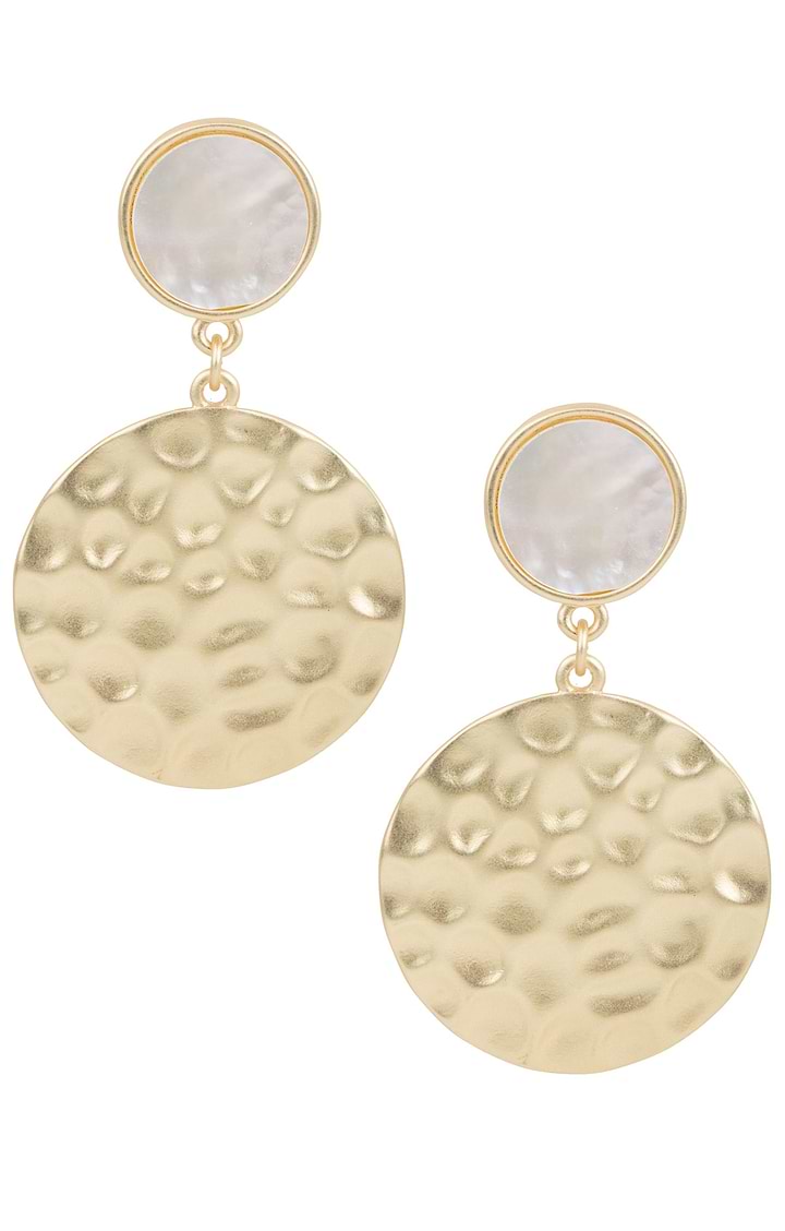 Hammered Gold Pearl Earrings