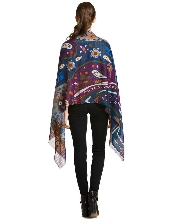 Boho Paisley Print Scarf - Teal