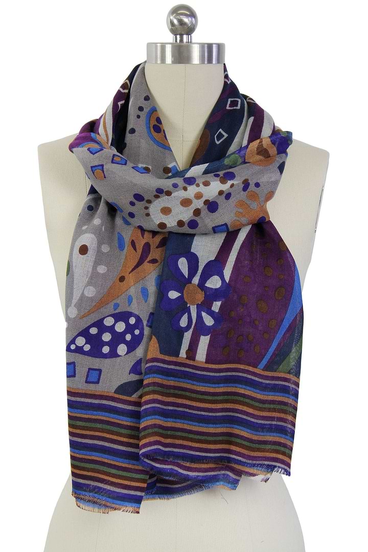 Boho Paisley Print Scarf - Teal