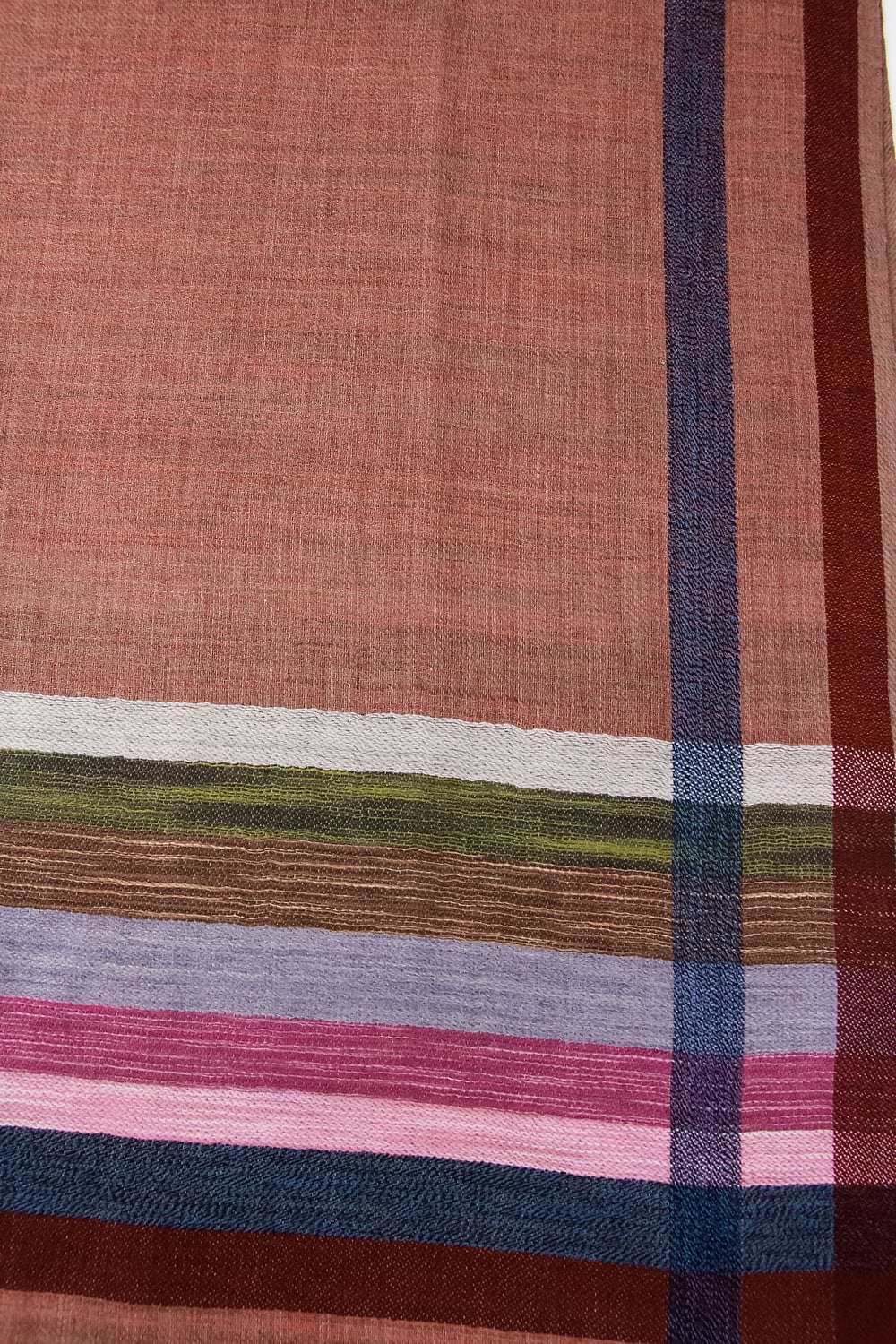 Plaid Border Scarf - Light Salmon