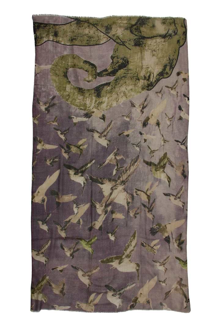 Hummingbird Printed Scarf - Thistle