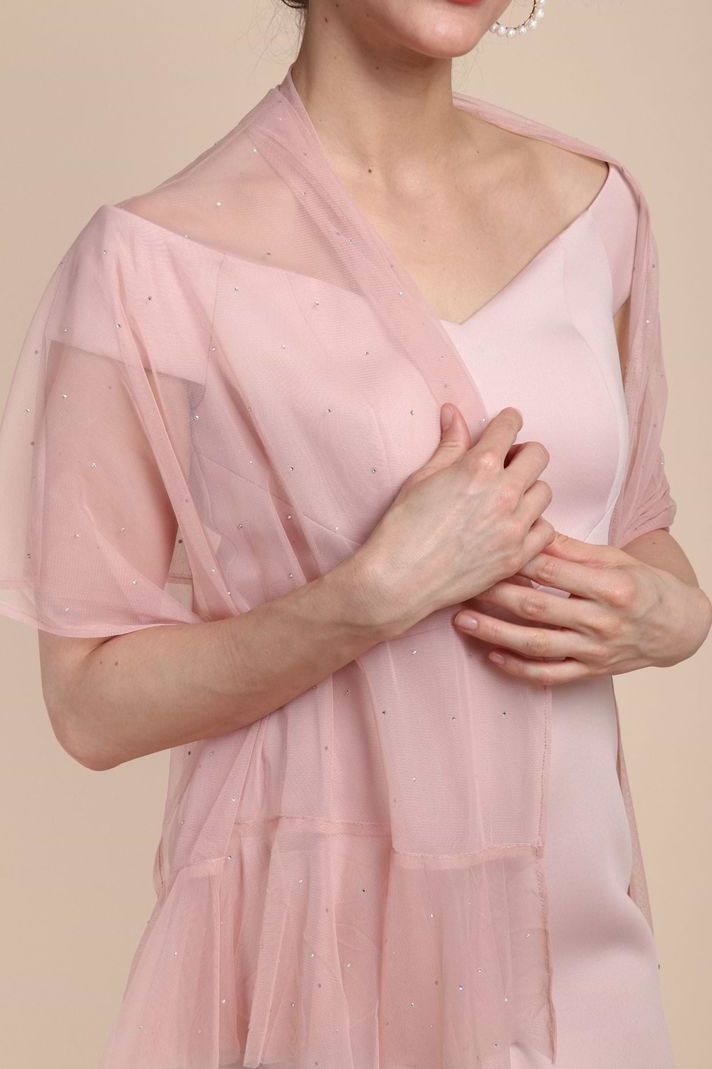 Glamazon Sheer Crystal Scarf Pink