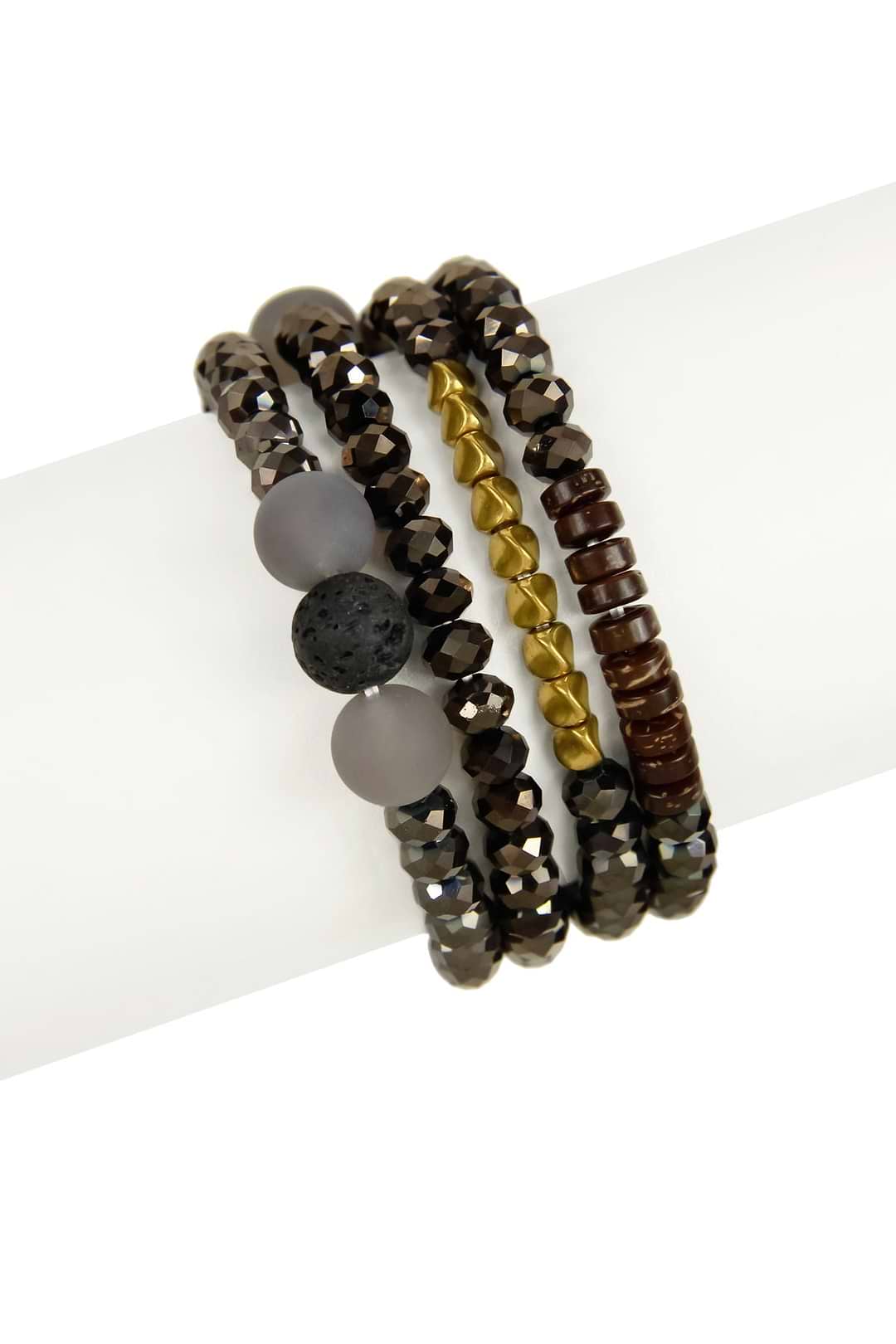 Bronze Coconut Twisted Beads Tassel Bracelet - Bronze