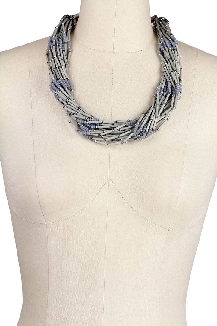 Multi Strand Statement Necklace - Grey