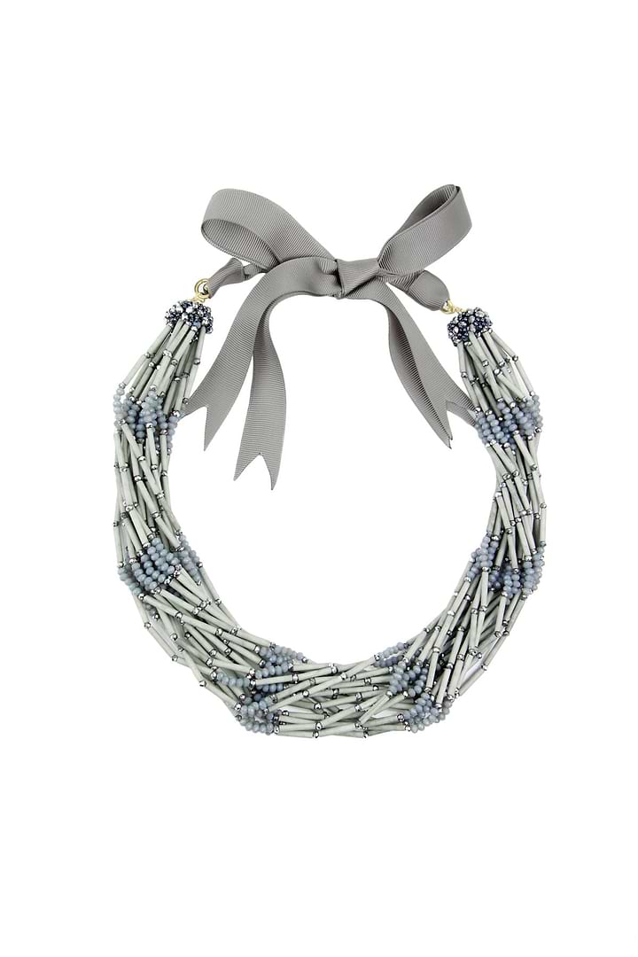 Multi Strand Statement Necklace - Grey