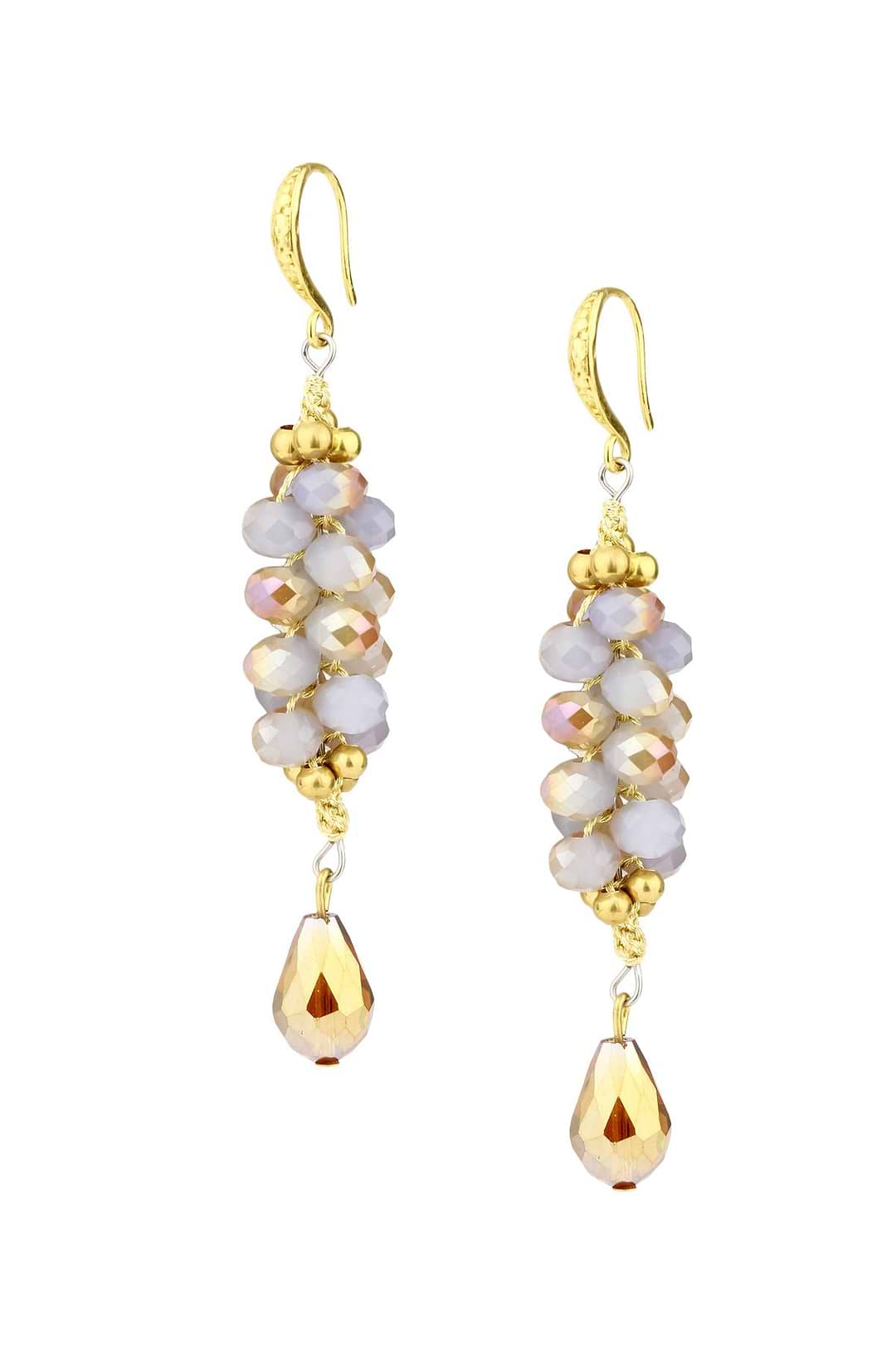 Cluster Bead Dangle Drop Earring - Champagne