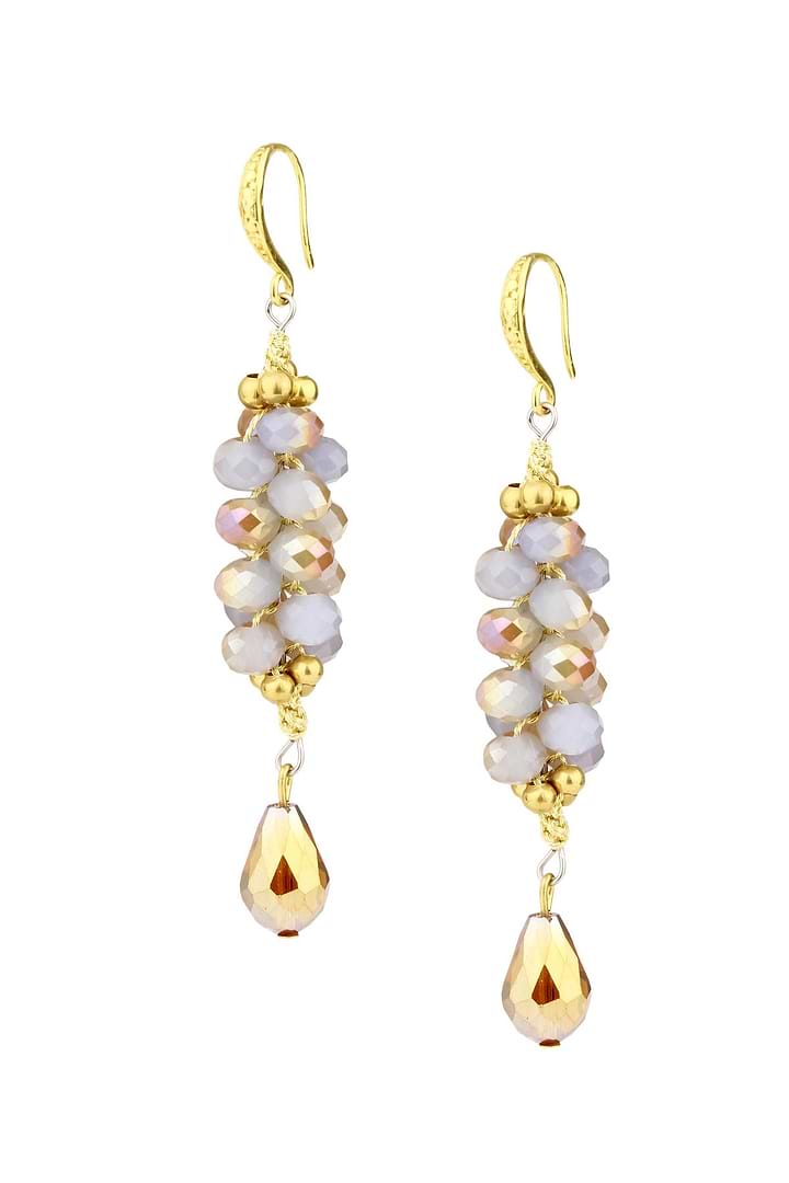 Cluster Bead Dangle Drop Earring - Champagne