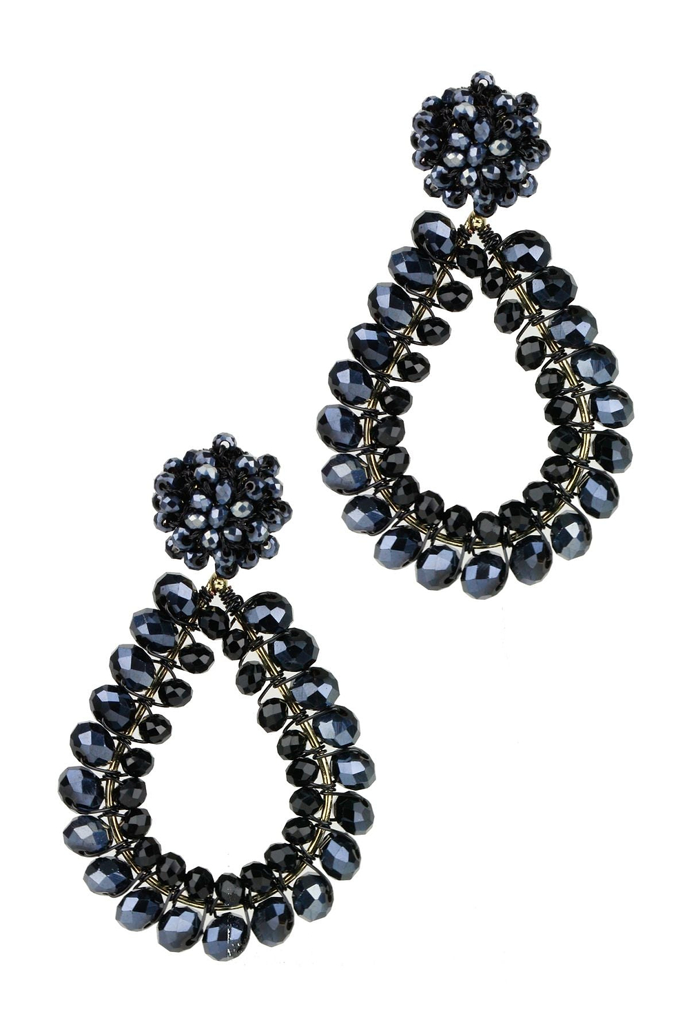 Rajani Cluster Bead Teardrop Earring Blue