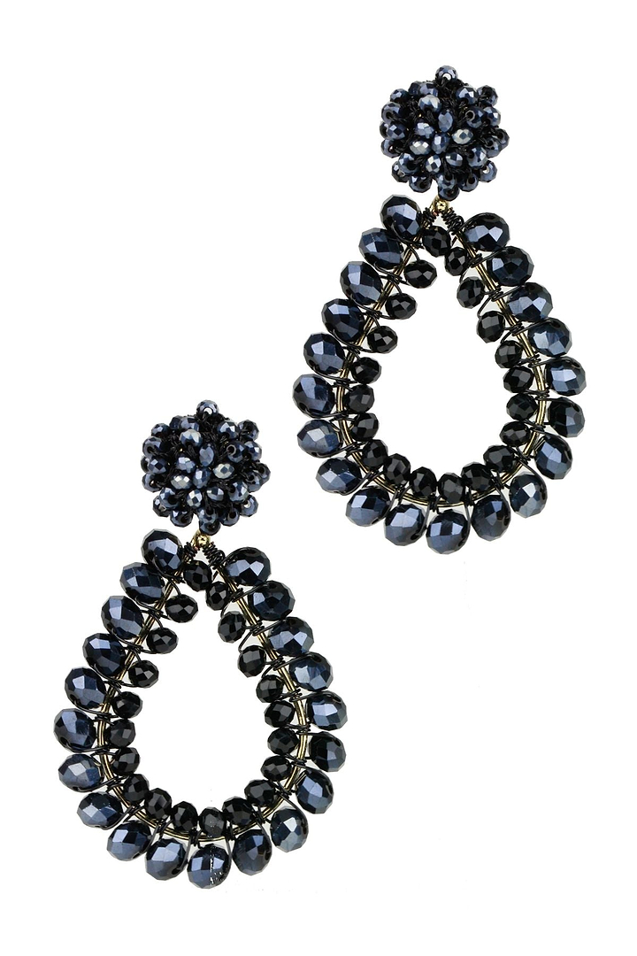Rajani Cluster Bead Teardrop Earring Blue