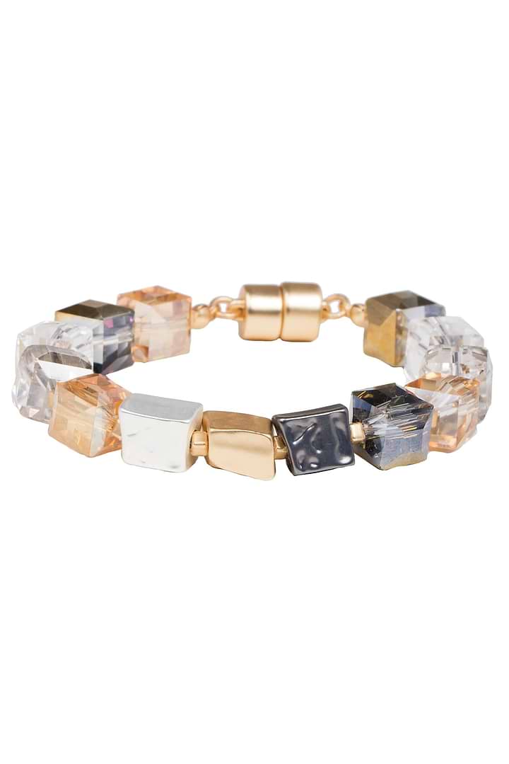 Faceted Bead & Stone Bracelet - Gold