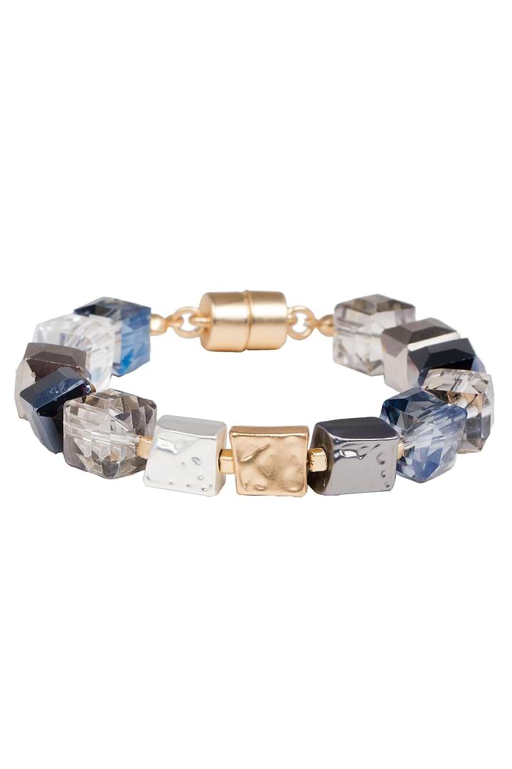 Faceted Bead & Stone Bracelet - Navy