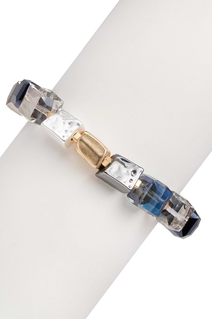 Faceted Bead & Stone Bracelet - Navy